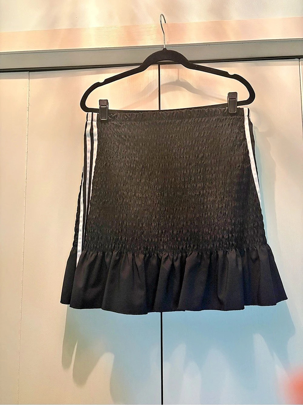 adidas Originals Smocked Skirt Black & White Size Large